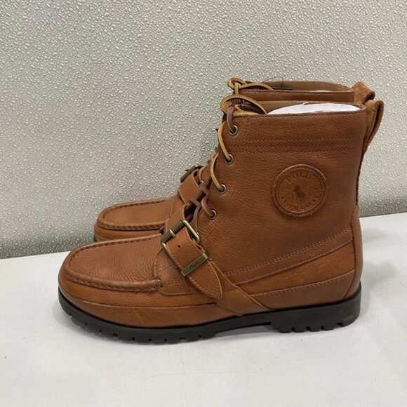 Polo Ralph Lauren Ranger Tumbled Leather Boot Men\'s US 12, Brown